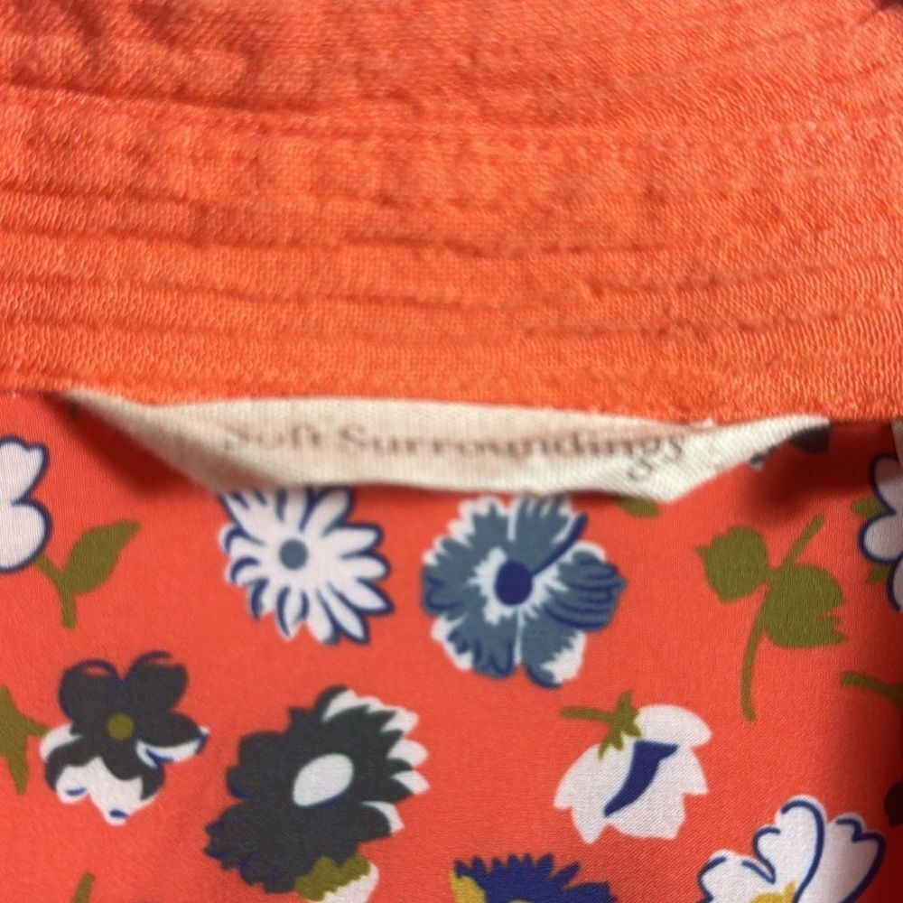 Soft Surroundings Orange Gauze Tunic Top PXL  Size Roll Tab Sleeve Boho Coastal - Picture 8 of 16